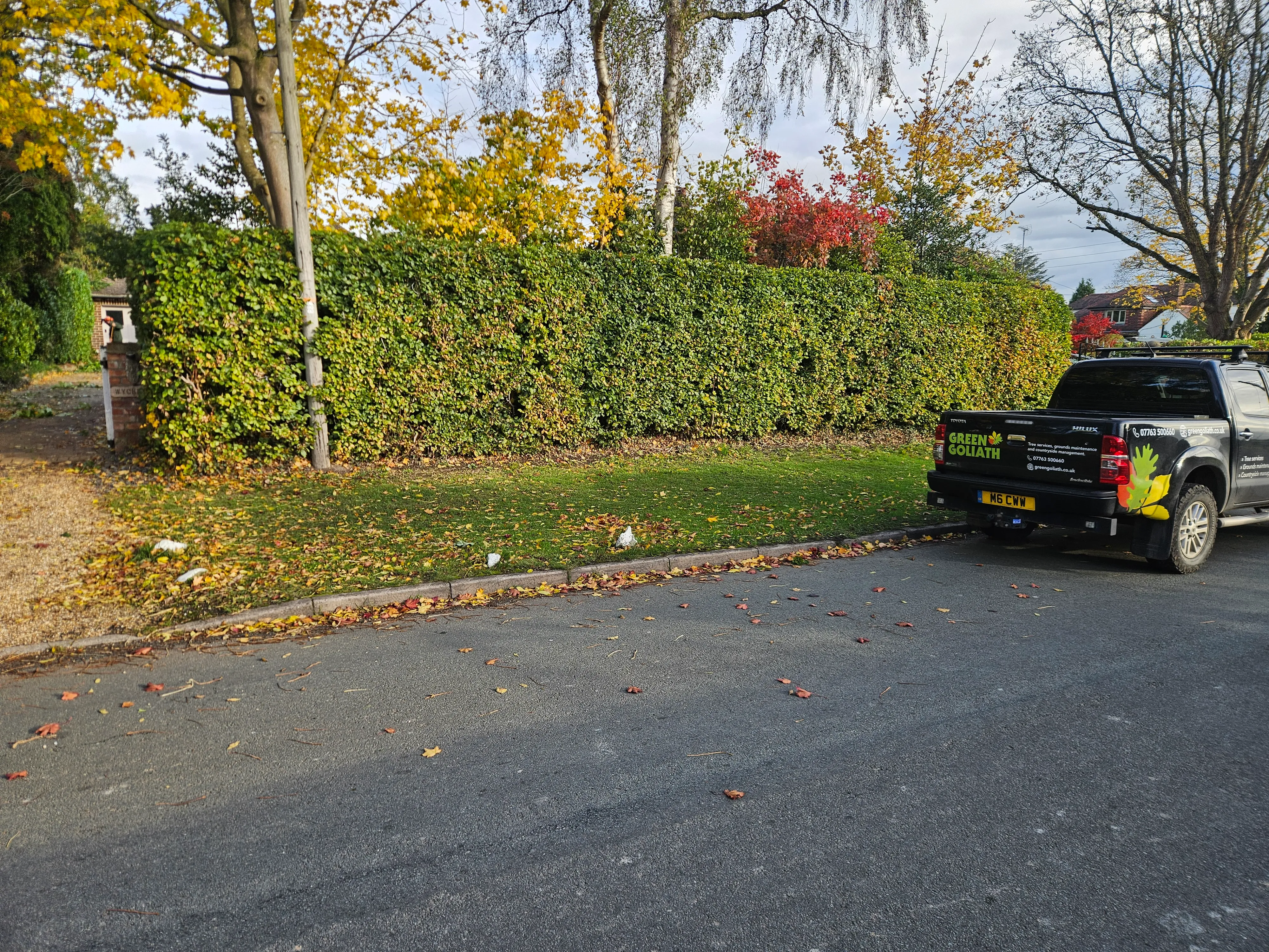 A truck parked on the side of the road.